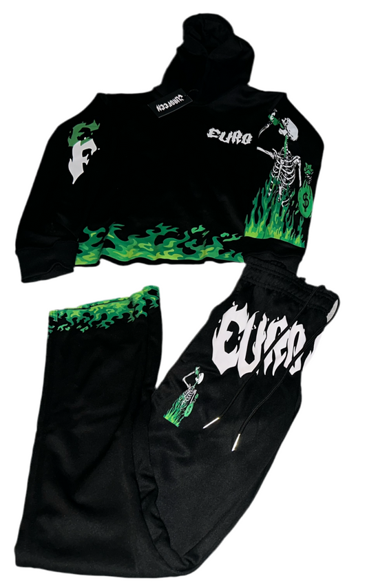 “EUROFEEN” Official Black & Green / Hoodie & Sweat Pants