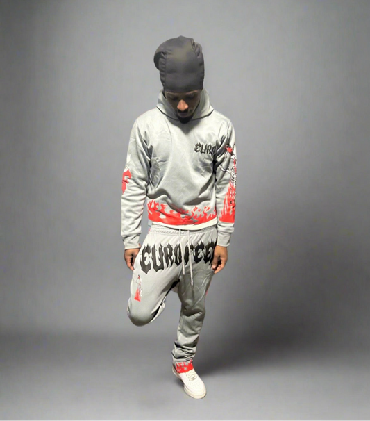“EUROFEEN” Official Silver & Red / Hoodie & Sweat Pants