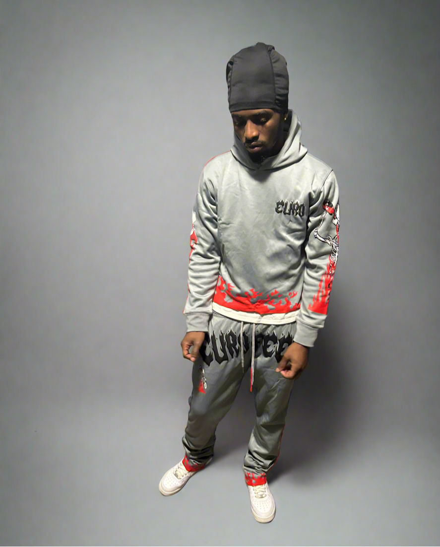 “EUROFEEN” Official Silver & Red / Hoodie & Sweat Pants