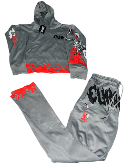 “EUROFEEN” Official Silver & Red / Hoodie & Sweat Pants